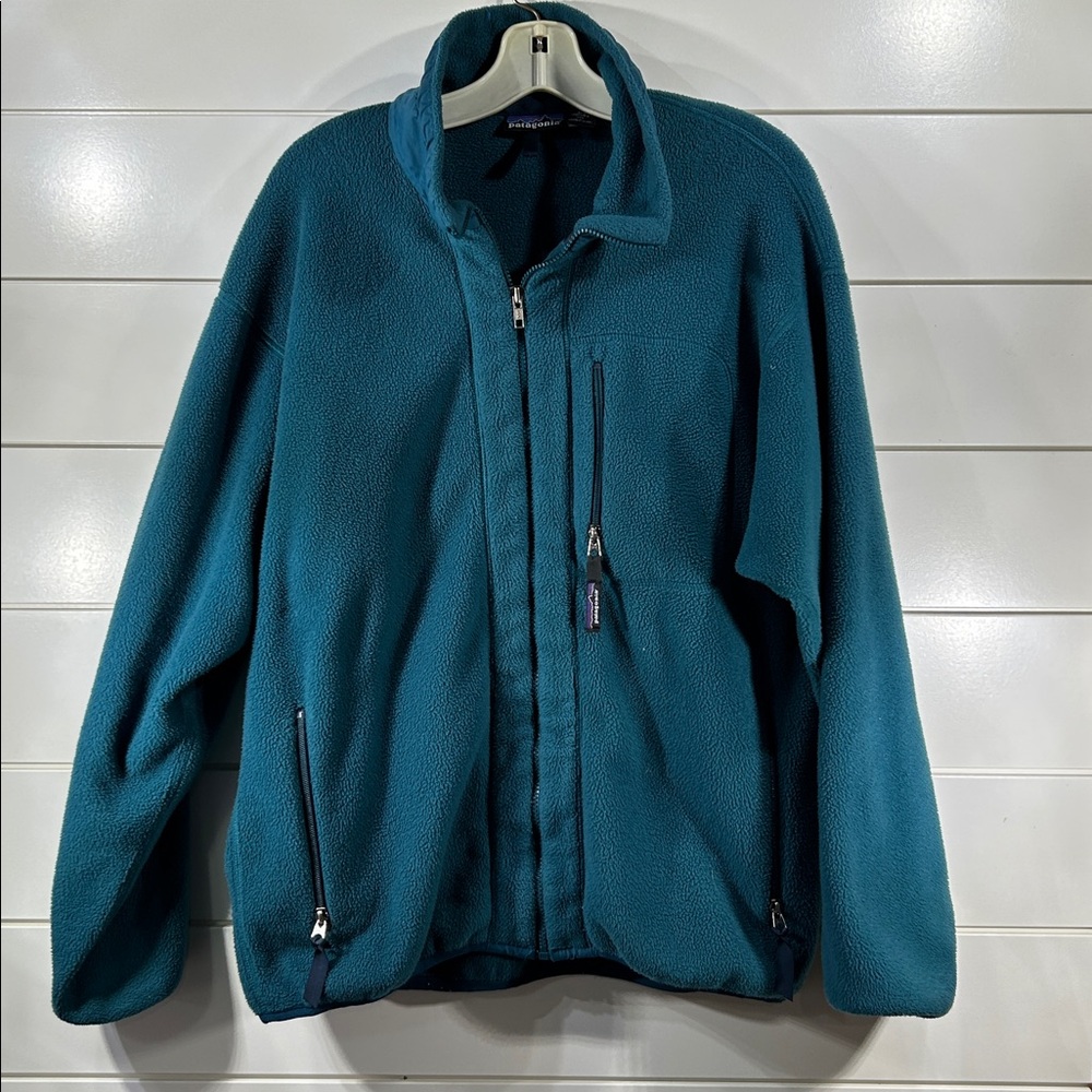 Patagonia Men's Green Fleece Jacket Full Zip Vintage VTG 90s Made in USA